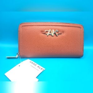 NWT Anne Klein curved zip around wallet w/ logo
